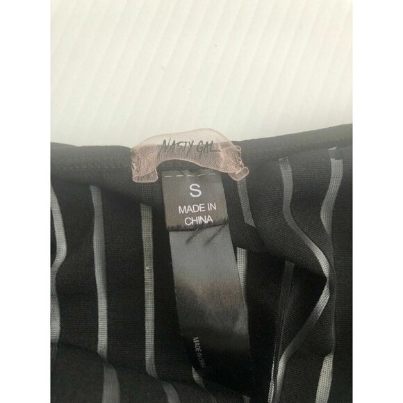 Nasty Gal Women’s Black Striped Sheer to Your Heart Bodysuit Size S Sexy Stretch - Picture 6 of 9